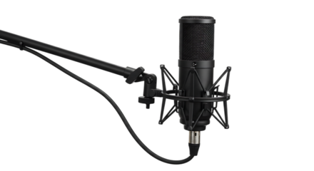 Professional condenser studio microphone isolated on transparent background