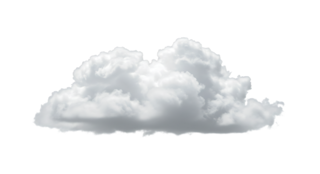 Single fluffy white cloud isolated on transparent background