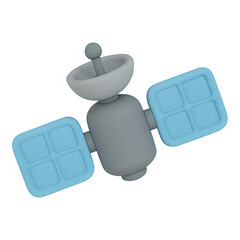 3d satellite icon isolated on transparent background. Technology or communication concept