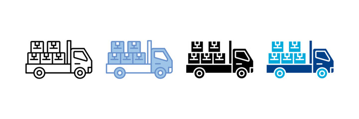 Cargo Truck  Icon Set Multiple Style Collection