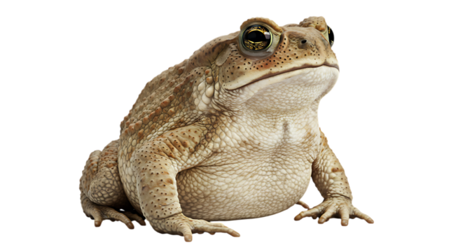 A brown toad isolated on a transparent background