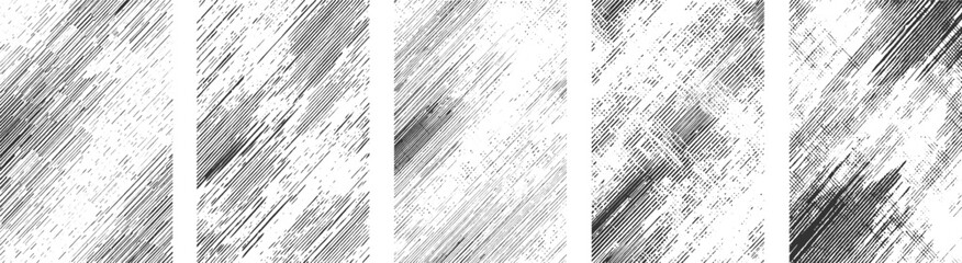 Obraz premium Abstract set of grunge texture, Vector illustration, Dust overlay textured. Set of different distressed Grunge black and white Urban texture Vector transparent background