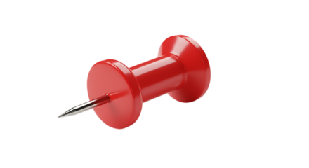 Red pushpin isolated on transparent background