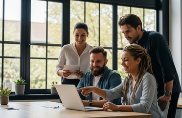Group of business people working together in office