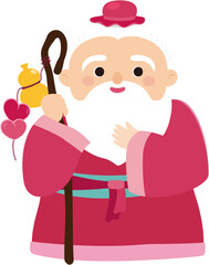 Yue Lao, The Old Man Under The Moon Character Illustration