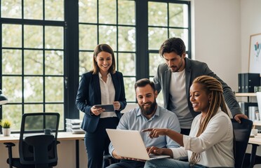 Group of business people working together in office
