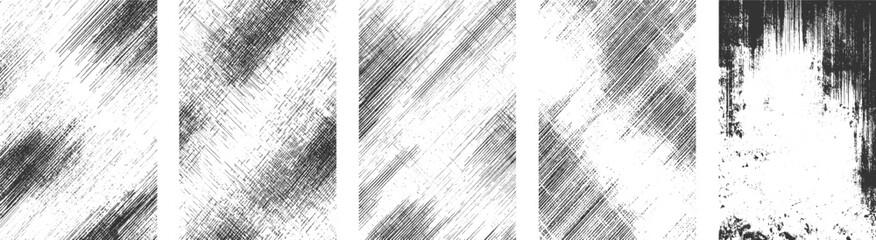 Obraz premium Abstract set of grunge texture, Vector illustration, Dust overlay textured. Set of different distressed Grunge black and white Urban texture Vector transparent background
