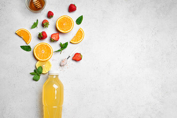 Isotonic sport drink bottle with fruits, berries and salt