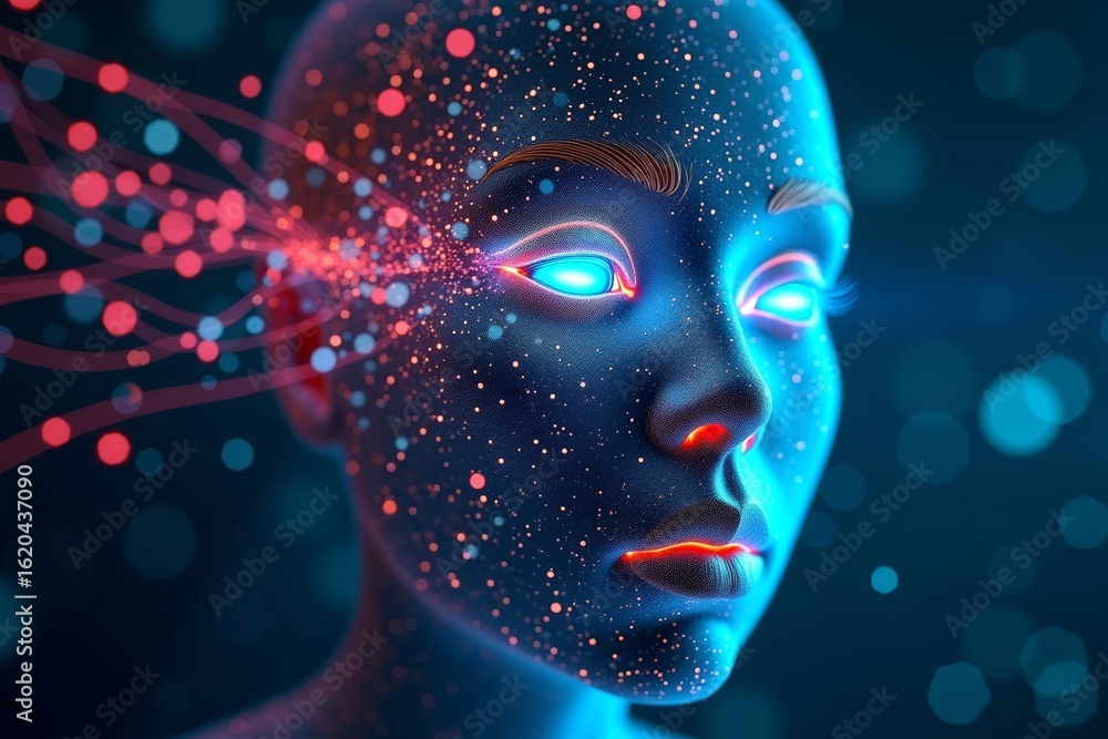 Aufkleber visualizing the impact of ai technology on businesses: utilizing abstract and futuristic imagery to 