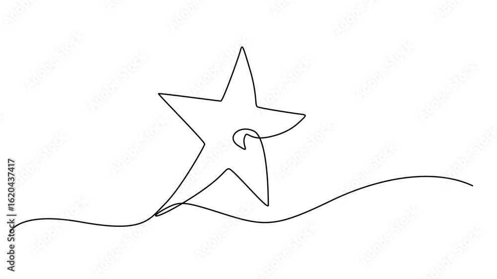 Aufkleber animation of a single line drawing of a star. continuous contour movement of a star. continuous vide
