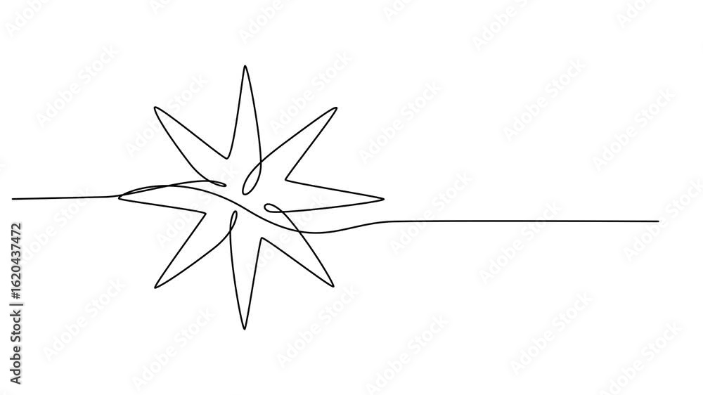 Aufkleber animation of a single line drawing of a star. continuous contour movement of a star. continuous vide
