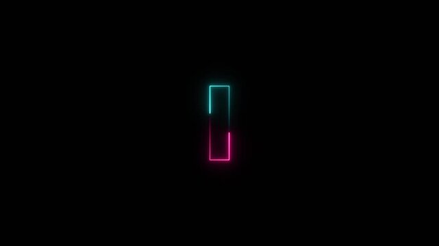Glowing Neon Capital Letter I Animation on Black Background 4K Video
