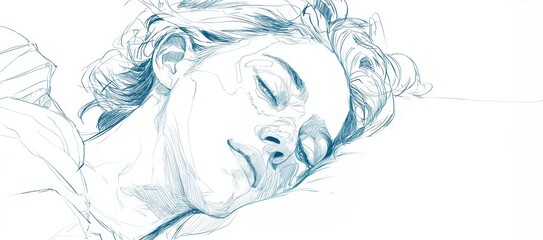 Minimalist line art of a woman sleeping, representing female health issues such as sleep apnea, hormonal imbalance, menopause, and chronic fatigue.