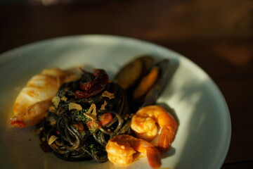 Spicy seafood spaghetti