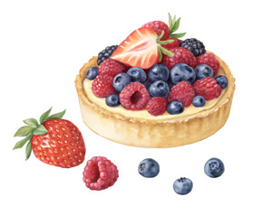 Berry Tart – Watercolor Illustration
