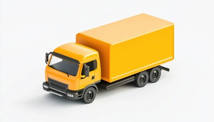 Fototapeta premium Orange And Yellow Truck: Vehicle With Unmarked Body, Mockup. Realistic Car With Shadow For Transporting Goods And Delivering Parcels By Logistics Company Services.