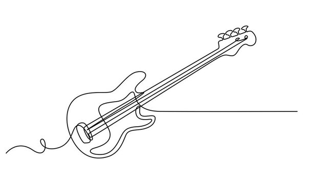 bass classical acoustic guitar animation continuous one line drawing, Animated self drawing of single continuous line draw classical acoustic guitar. Musical string instrument classic guitar.