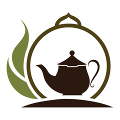 Tea house logo vector illustration.

