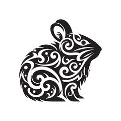 American Pika Silhouette with Light Mandala Cutout Patterns Clean Black Animal Design for Cricut SVG Sublimation and Laser Cutting Projects