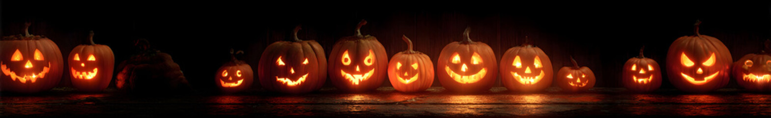 Obraz premium Collection of Lantern Halloween pumpkins