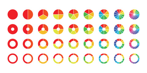 Infographic Pie Chart Vectors.  Circular Diagrams, Colorful Segments and Business Analysis Icons. Pie chart set Circle pie chart diagram