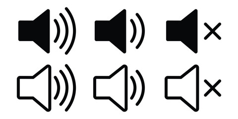 Collection of sound icon. Vector Audio Symbols, Volume Buttons . Interface Elements for Web Design