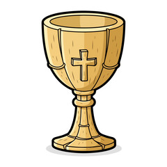 Cartoon Catholic mass cup made of plain bamboo. Vector flat design cartoon. AI generated images.