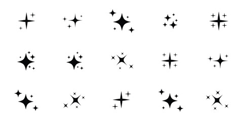 Star sparkle icon set. Retro Futuristic Vector Icons Starburst Twinkles, Geometric Sparkles , Cosmic Design Elements