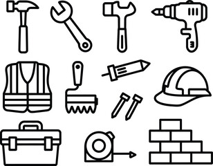 Obraz premium Collection of construction and diy tools and safety equipment icons