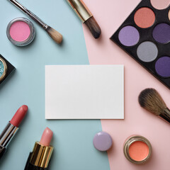 Elegant Makeup and Skincare Accessories on Soft Background with Flowers