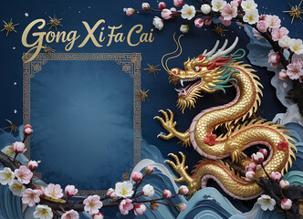 Chinese New Year Greeting Card with Dragon