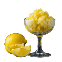 Fresh lemon sorbet isolated on transparent background