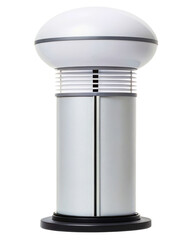 Modern cylindrical air purifier appliance for home air quality on a transparent background