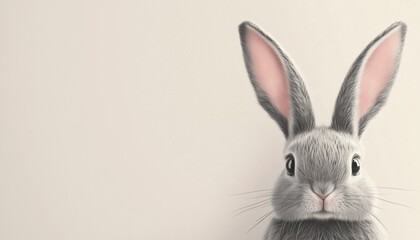 Obraz premium Beige Headband With Adorable Grey Rabbit Ears, Perfect For Any Occasion, Plenty Of Room For Your Personal Style And Creativity.