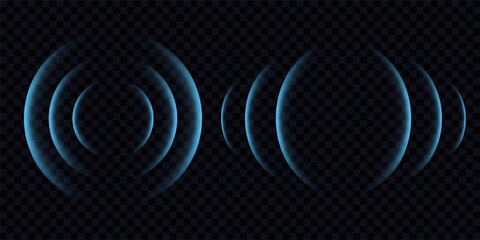 Round light effect. Wifi range. Sound wave. Signal concentric circle. Radio station signal. Water ripple with circle waves. A place or a painful point. Radar screen. Vector effect.