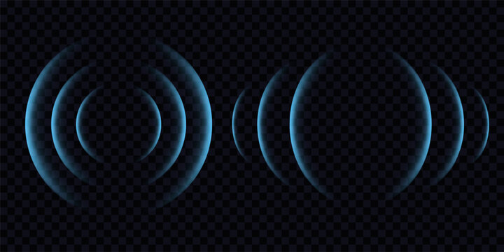 Round light effect. Wifi range. Sound wave. Signal concentric circle. Radio station signal. Water ripple with circle waves. A place or a painful point. Radar screen. Vector effect.