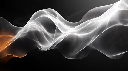 Abstract gradient background with flowing monochrome wavy layers and shimmering effects