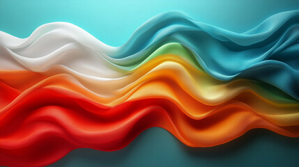 Vibrant and colorful abstract illustration featuring smooth flowing shapes in a soft gradient of primary colors