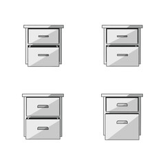 Set of Colorful Two-Drawer Nightstands or Side Tables