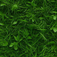 Obraz premium Lush green grass and leaf texture for nature backgrounds and Eco concepts.