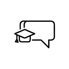 Graduation cap speech bubble icon outline mortarboard