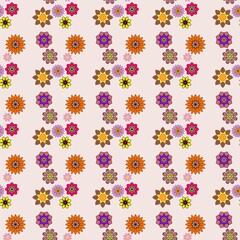 Retro Colorful Floral Seamless Pattern
