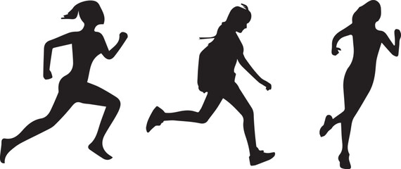 Running Girl Silhouette PNG – Athletic Female Vector C