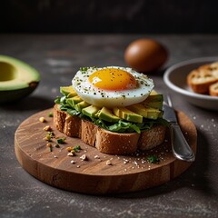 Healthy Breakfast: Open Sandwich with Egg & Avocado