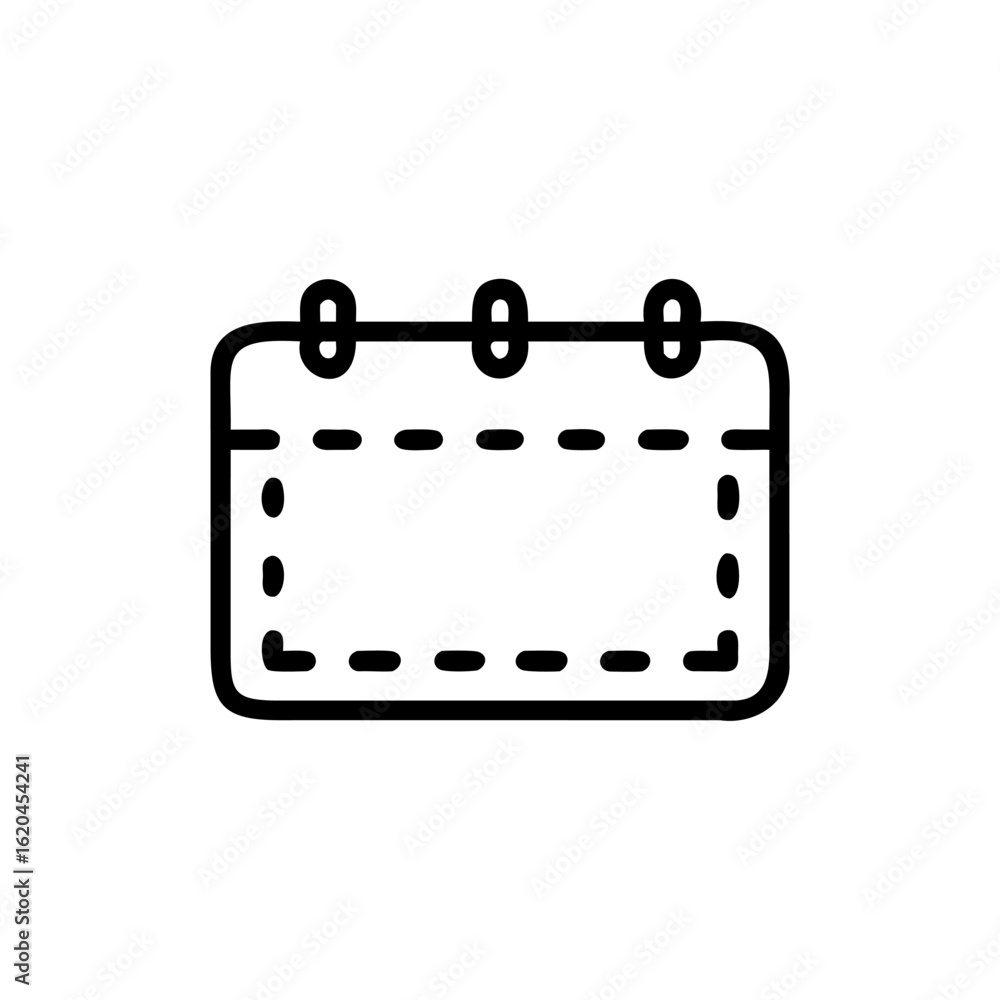 Poster minimalist outline icon a calendar with rings dashed lines symbol date