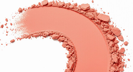 Swatch of vibrant blush powder in close-up, showcasing fine texture and color depth