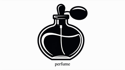 Obraz premium Minimalist black and white illustration of a classic perfume bottle with elegant lines