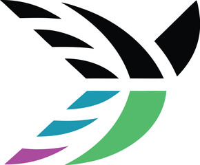 Abstract bird wing logo concept in dynamic flight motion