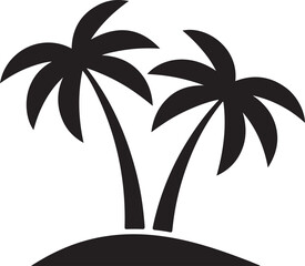 Obraz premium Palmyra Palm Trees Silhouette Vector Icon Set, Tropical Tree Design in Black.