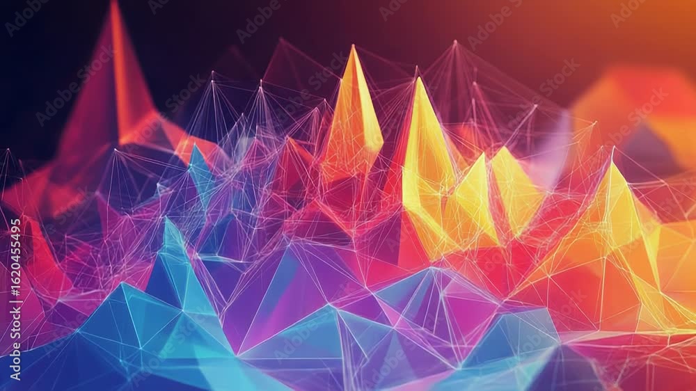 Canvas Prints colorful low poly geometric background connecting lines and nodes